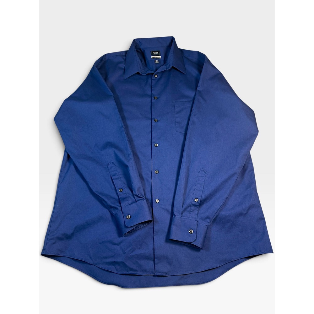 Arrow USA 1851 Blue Dress Shirt Men's 17-17.5 34/35 Classic Fit Wrinkle Free